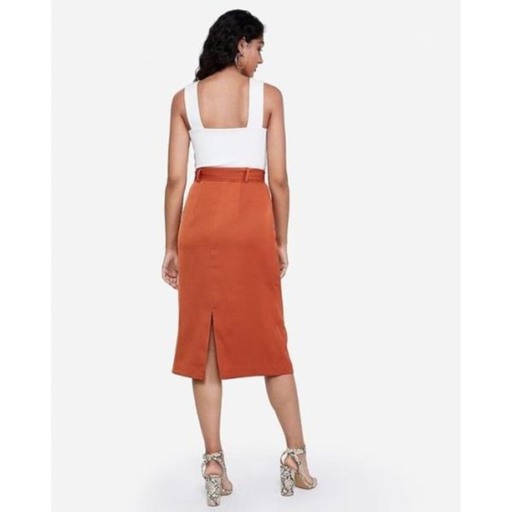 Express High Waisted Split Front Belted Midi Skir… - image 2